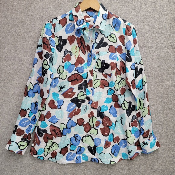 STENSTROMS WOMEN FLORAL LINEN BUTTON SHIRT, SIZE 34 - Picture 2 of 10